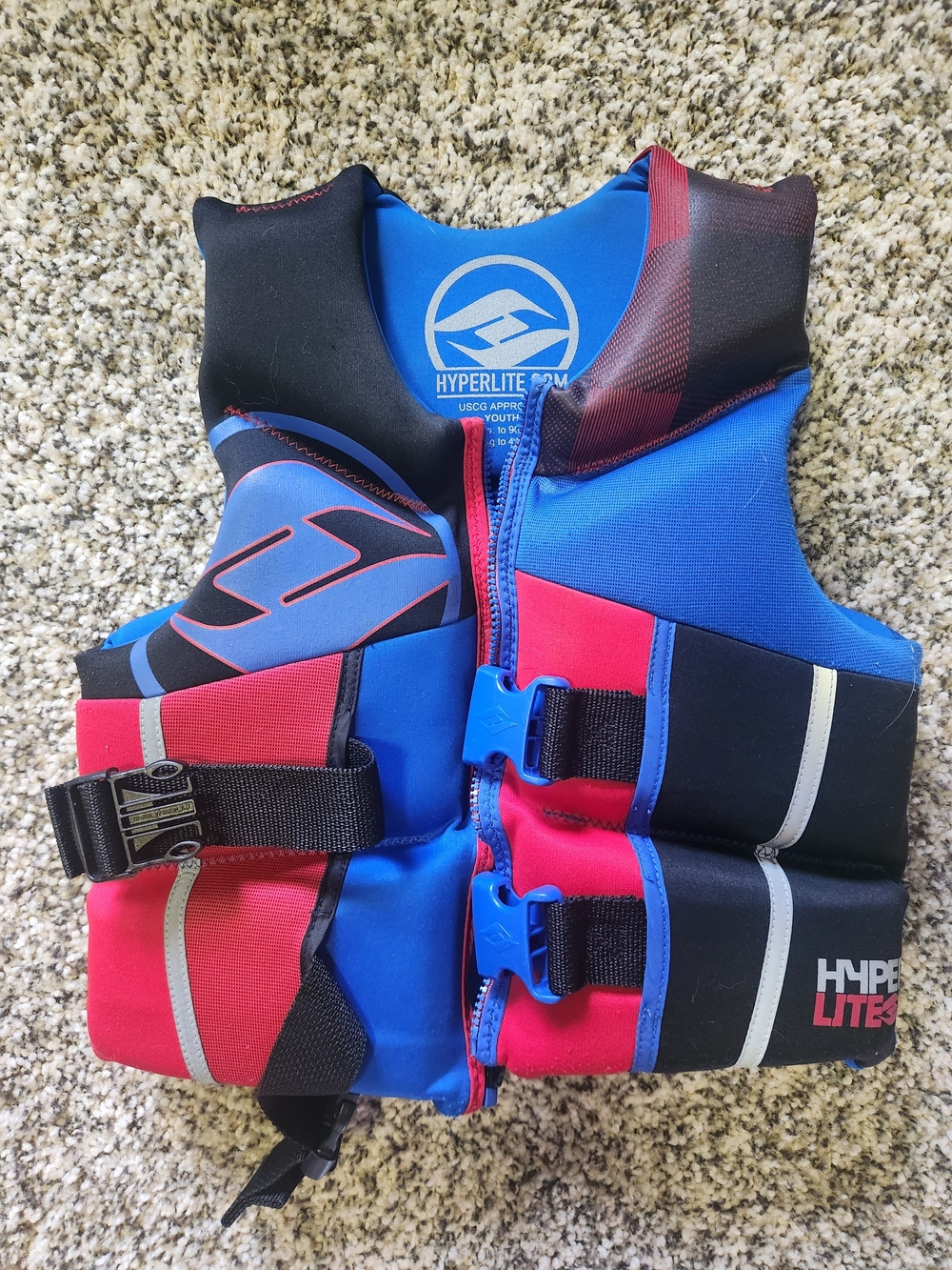 Hyperlite Kids' Swim Life Vest in Blue and Red